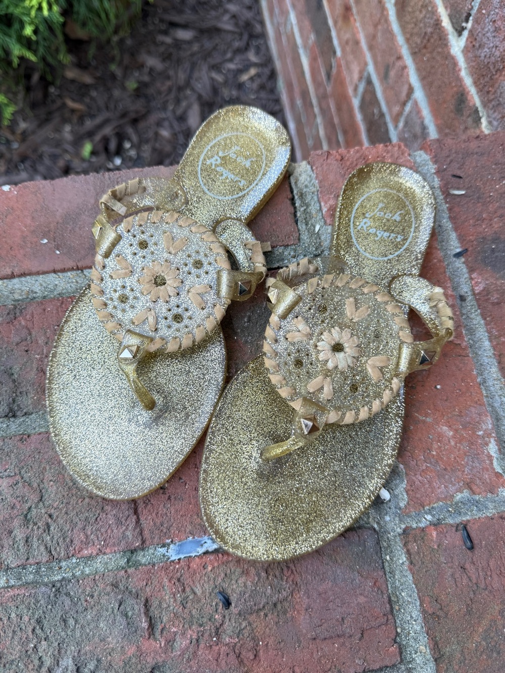 Jack rogers Gold glitter Jelly Sandals Size 13 Kids Girls